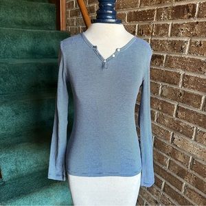VTG Y2K GAP Blue Fitted Henley Top